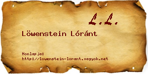 Löwenstein Lóránt névjegykártya
